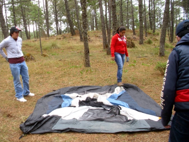 Montando las tiendas